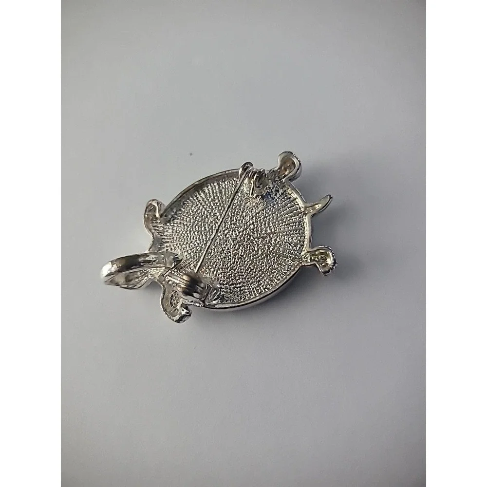 Vintage Brooch Turtle Shell Silver Tone Reptile Jewelry Costume - Picture 7 of 10